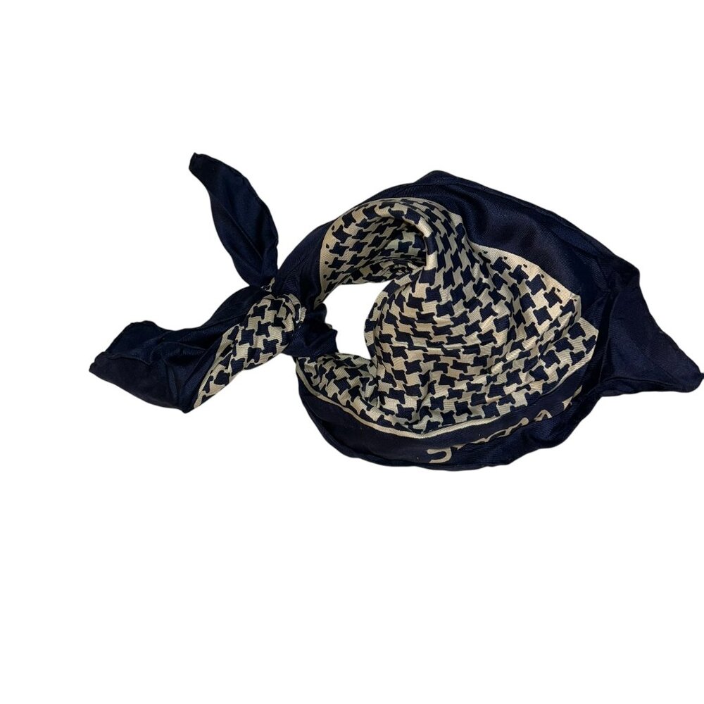 Sogrande vintage blue white houndstooth handkerchief scarf